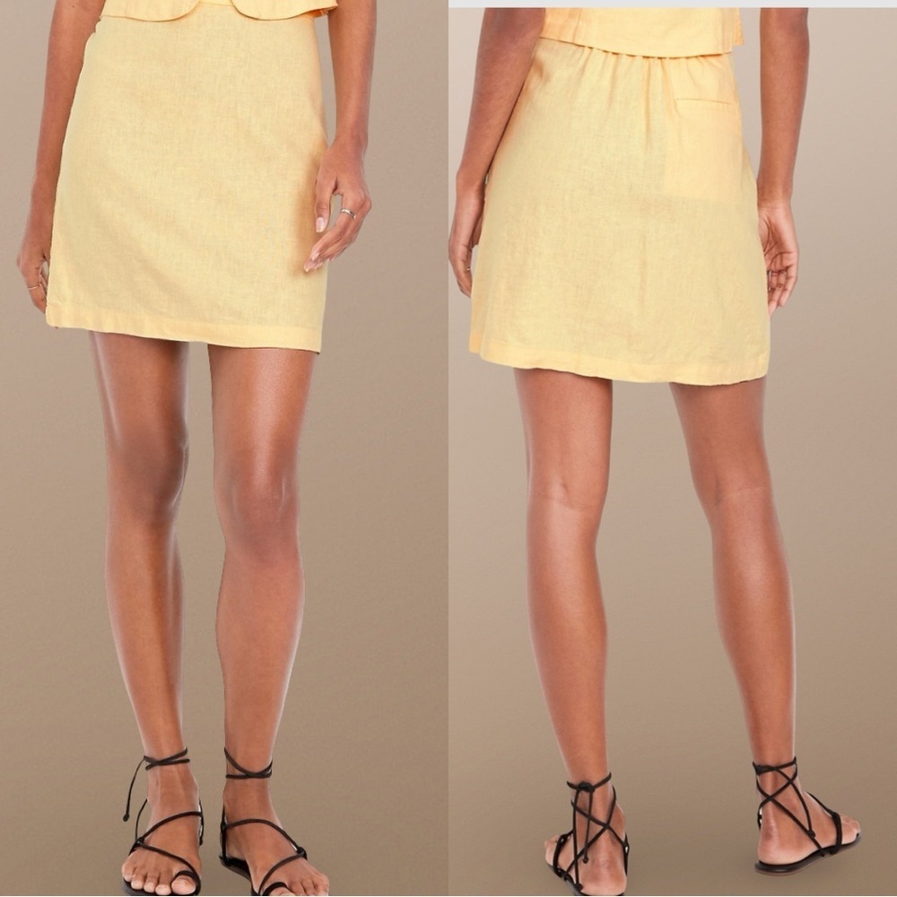 NWTS💓GAP OLD NAVY XL💓SWEET BUTTER LINEN FITTED TOP MATCHING LINEN A LINE SKIRT - Picture 4 of 15